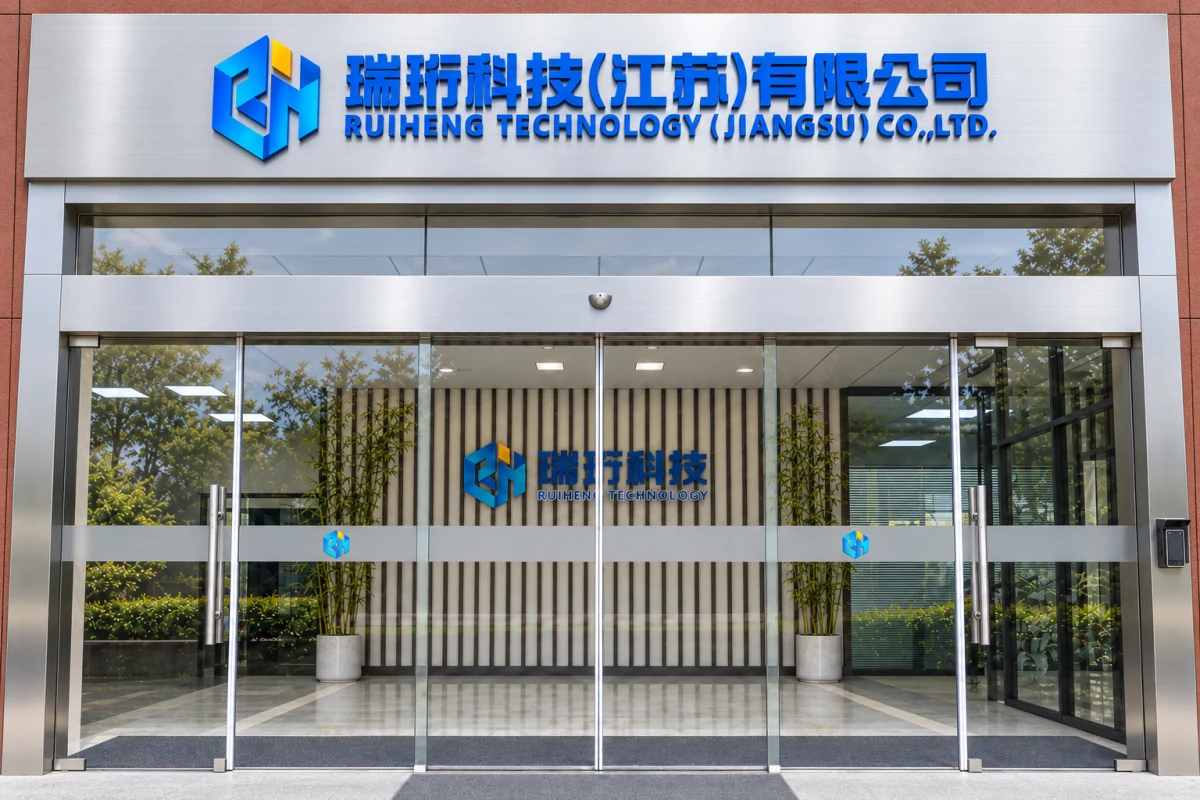 瑞珩科技（江苏）有限公司完整入口、企业铭牌与玻璃门厅
